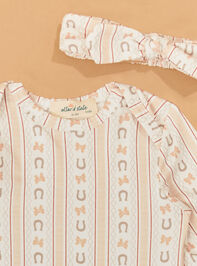 Horseshoe Bow Stripe Gown and Headband Detail 2 - AS Kids