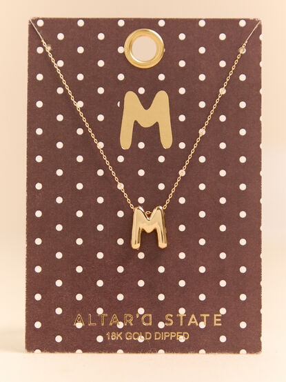 18k Gold M Bubble Monogram Necklace - AS Kids