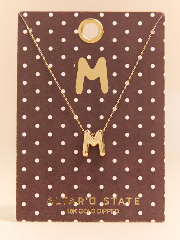 18k Gold M Bubble Monogram Necklace - AS Kids