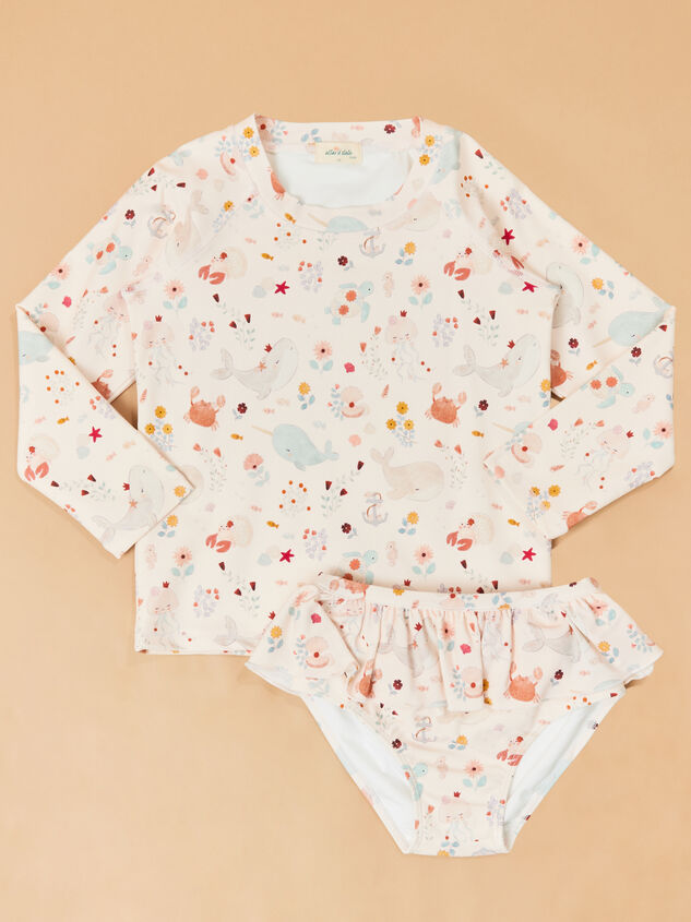 Sea Creature Two Piece Ruffle Swimsuit Detail 2 - ALTAR'D STATE KIDS