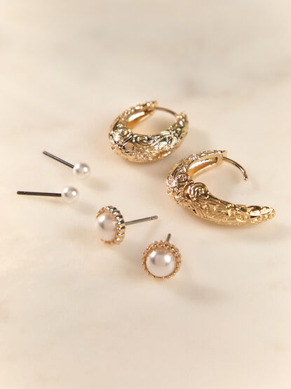 Floral Pearl 3 Pack Earring Set - AS Kids