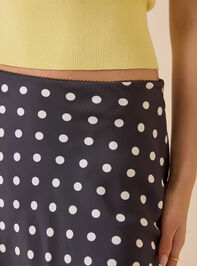 Maeve Polka Dot Satin Mini Skirt Detail 2 - ALTAR'D STATE KIDS