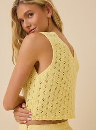 Ada Pointelle Pearl Button Sleeveless Cardigan Detail 6 - ALTAR'D STATE KIDS