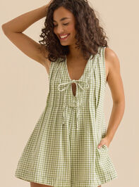 Evie Gingham Denim Romper Detail 3 - ALTAR'D STATE KIDS