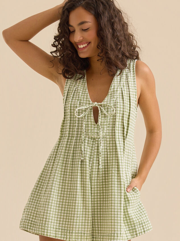 Evie Gingham Denim Romper Detail 3 - ALTAR'D STATE KIDS