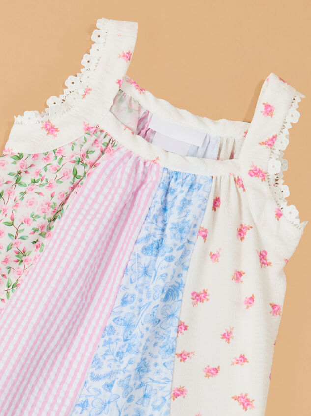 Adria Paneled Floral Mix Dress Detail 3 - AS Kids