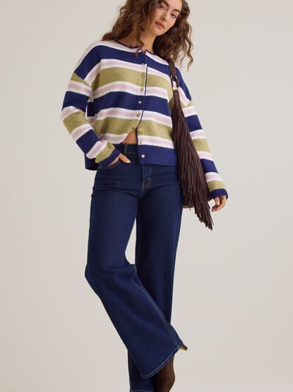 Toni Multi Stripe Button Cardigan - AS Kids
