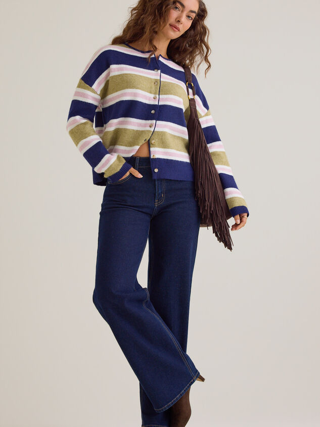 Toni Multi Stripe Button Cardigan Detail 2 - AS Kids