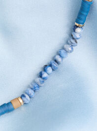 Marble Blue & Gold Beaded Statement Necklace Detail 2 - AS Kids