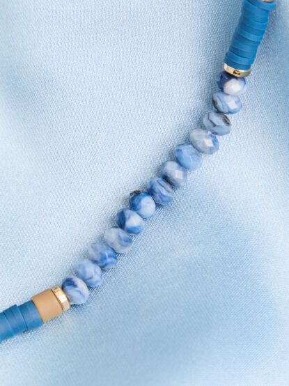 Marble Blue & Gold Beaded Statement Necklace - AS Kids