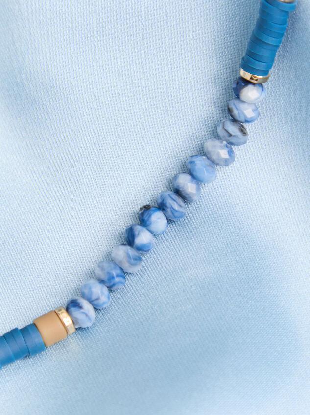 Marble Blue & Gold Beaded Statement Necklace Detail 2 - AS Kids