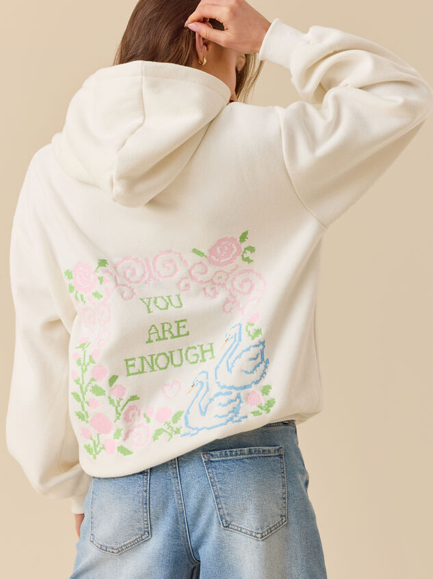 You Are Enough Cross Stitch Hoodie Detail 4 - ALTAR'D STATE KIDS