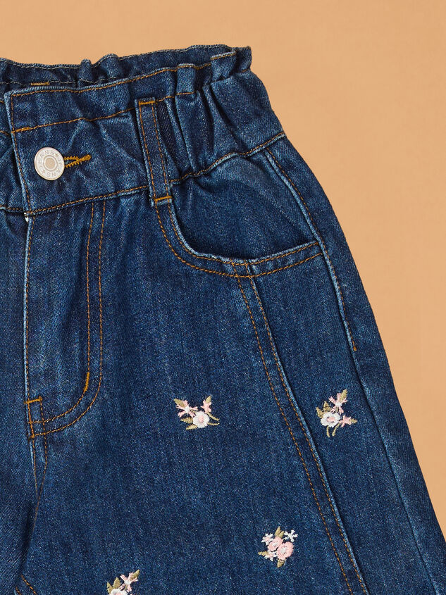 Brooklyn Floral Embroidered Barrel Jean Detail 2 - AS Kids