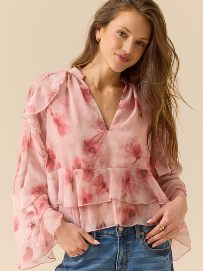 Kaia Floral Chiffon Ruffle Top - ALTAR'D STATE KIDS