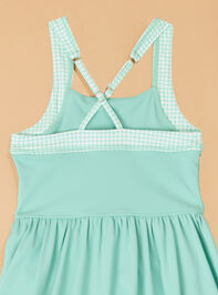 Greta Gingham Trim Athletic Dress Detail 4 - AS Kids