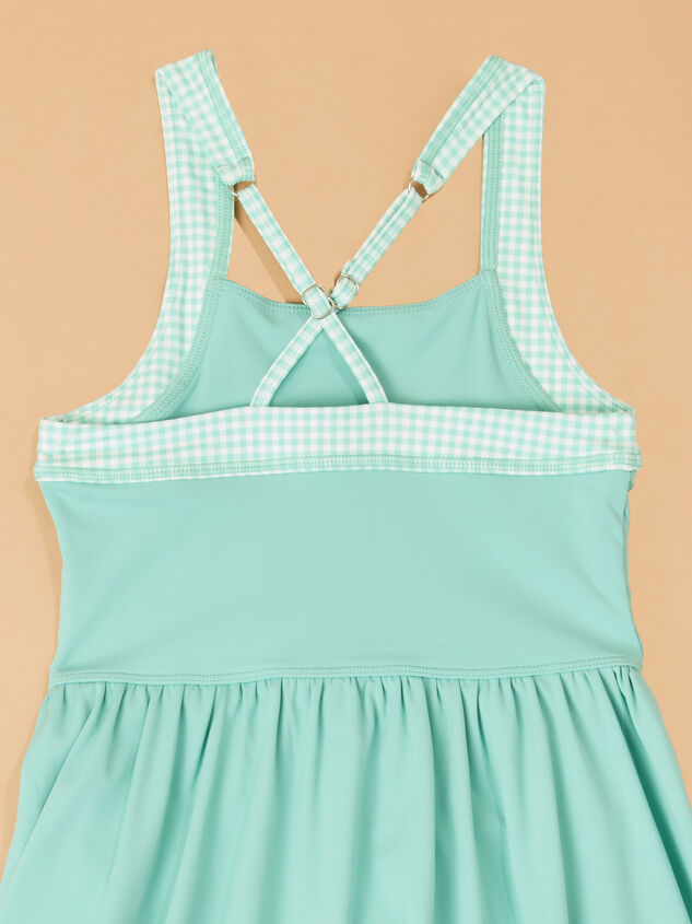 Greta Gingham Trim Athletic Dress Detail 4 - AS Kids