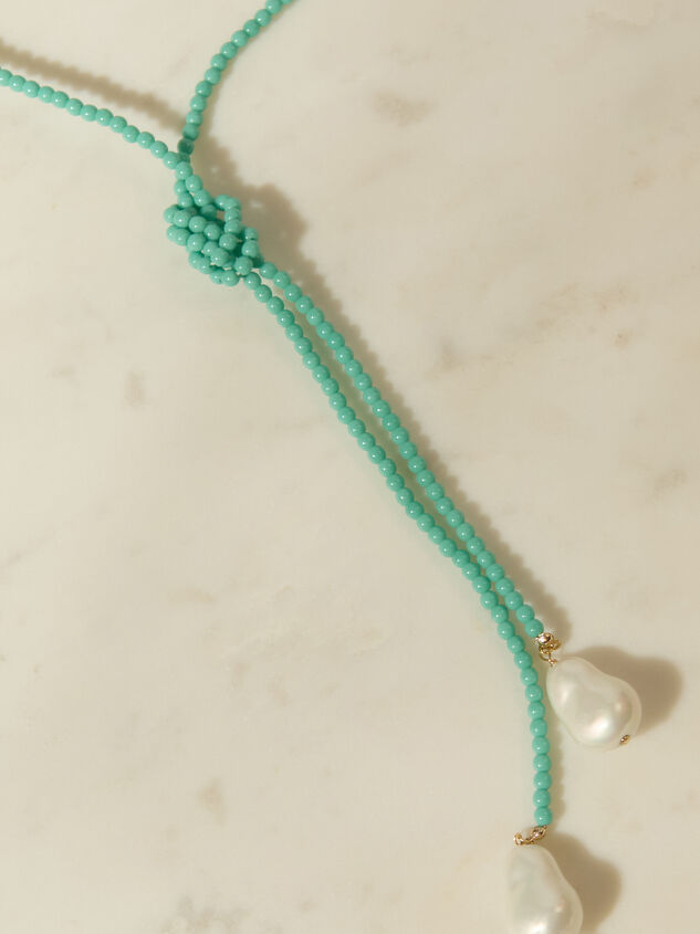Teal Beaded Wrap Necklace Detail 3 - AS Kids