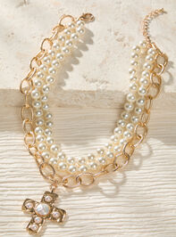 Josephine Pearl Layered Chunky Necklace Detail 2 - ALTAR'D STATE KIDS