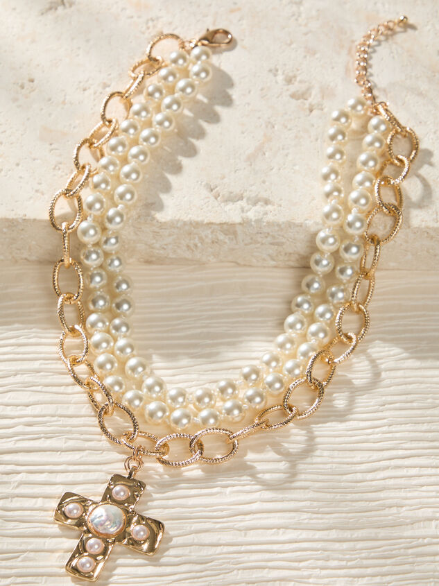 Josephine Pearl Layered Chunky Necklace Detail 2 - ALTAR'D STATE KIDS