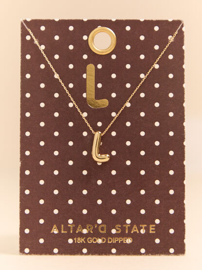 18K Gold L Bubble Monogram Necklace - AS Kids