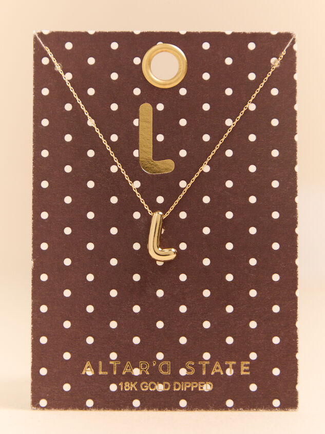 18K Gold L Bubble Monogram Necklace - AS Kids