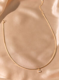 18K Gold Wire Square Charm Necklace - AS Kids