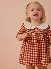 Clementine Gingham Embroidered Baby Dress Detail 5 - AS Kids
