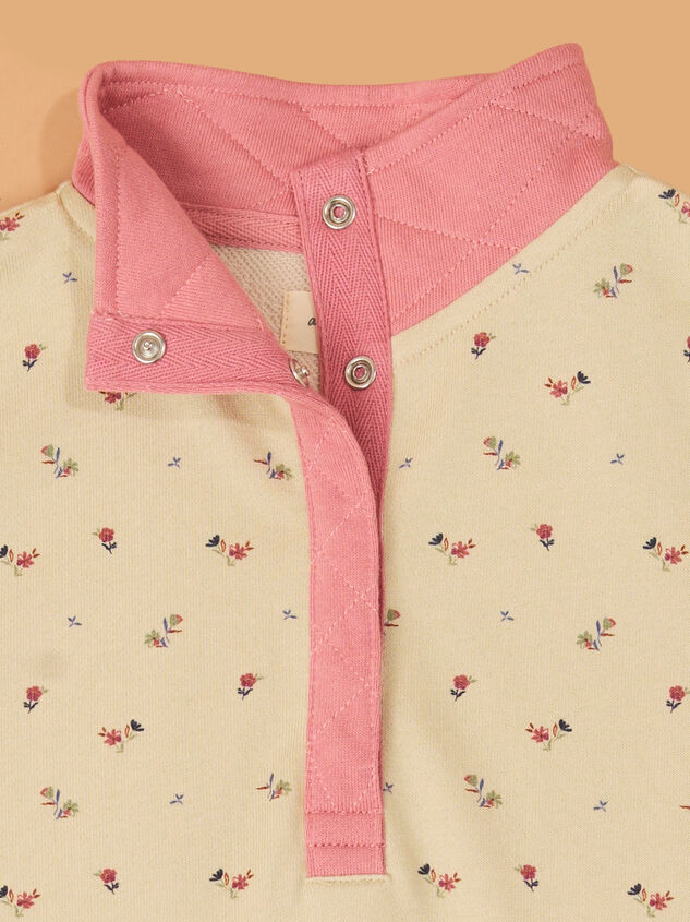Ava Floral Half Snap Pullover Detail 2 - AS Kids