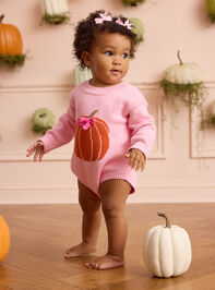 Hazel Pumpkin Sweater Bubble By Mudpie Detail 2 - AS Kids