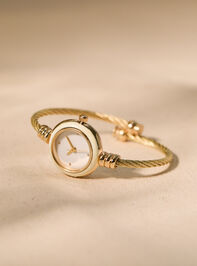 White Enamel Twisted Cuff Round Face Watch - ALTAR'D STATE KIDS