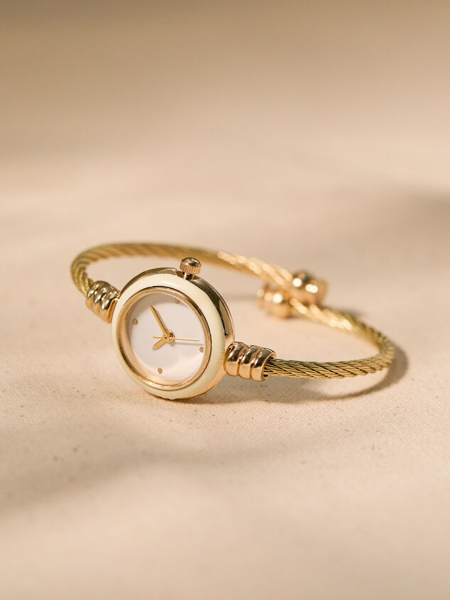 White Enamel Twisted Cuff Round Face Watch - ALTAR'D STATE KIDS