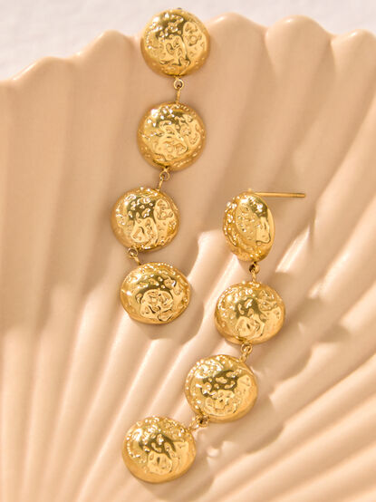 18K Marigold Hammered Dangle Earrings - AS Kids