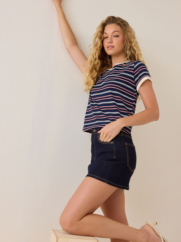 Kristie Stripe Contrast Trim Tee Detail 2 - AS Kids