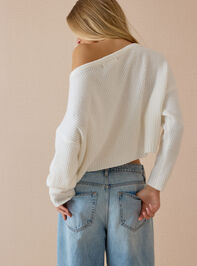 Chandler Ribbed Boatneck Crop Sweater Detail 4 - AS Kids