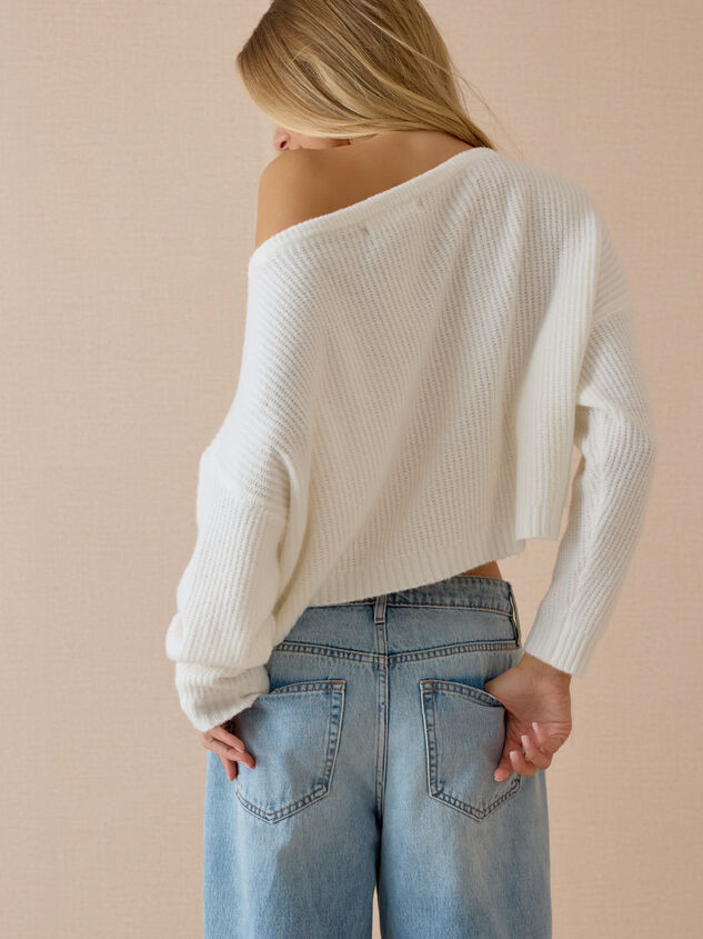 Chandler Ribbed Boatneck Crop Sweater Detail 4 - AS Kids