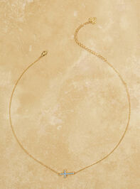18K Gold Blue Cross Necklace Detail 2 - ALTAR'D STATE KIDS