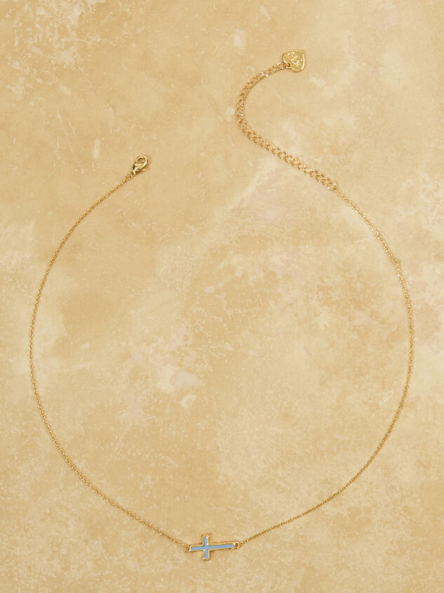 18K Gold Blue Cross Necklace Detail 2 - ALTAR'D STATE KIDS