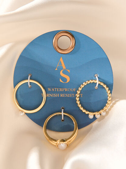 Waterproof Pearl Ring Set 3 Pack - AS Kids