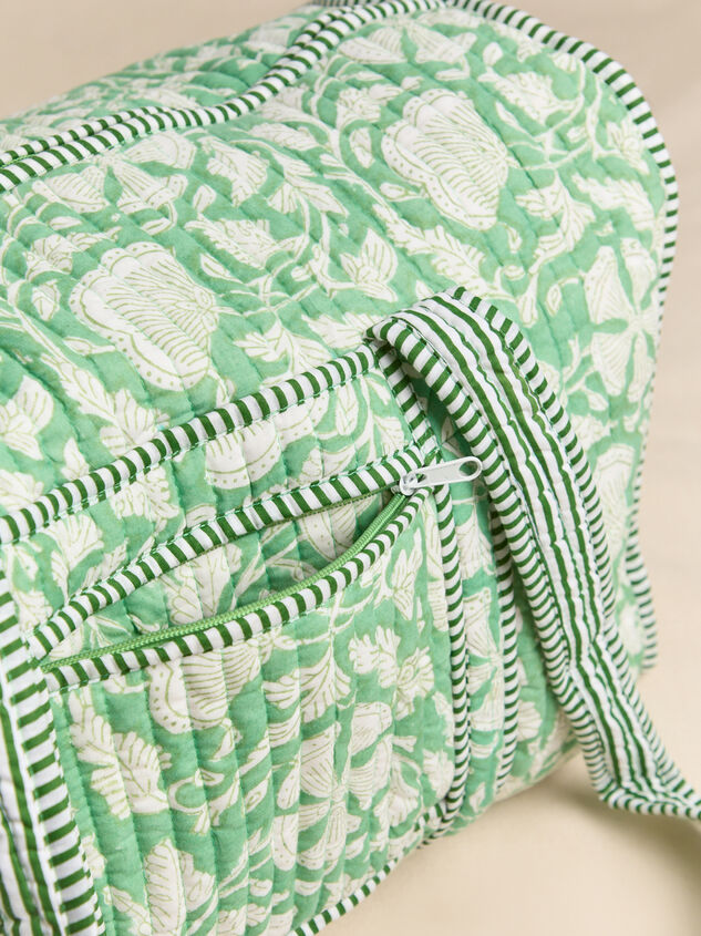 Green Gardenia Quilted Duffle Detail 2 - AS Kids