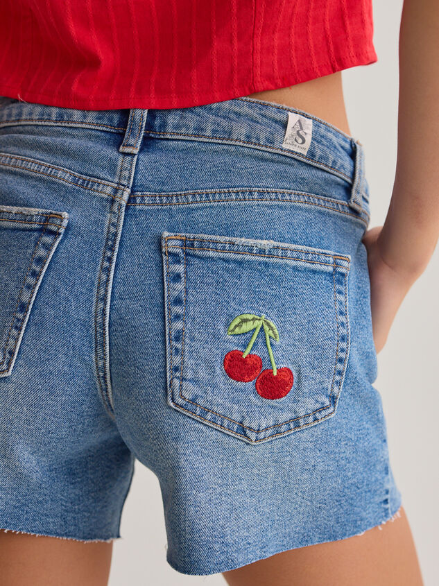 Shari Cherry Denim Shorts Detail 7 - AS Kids