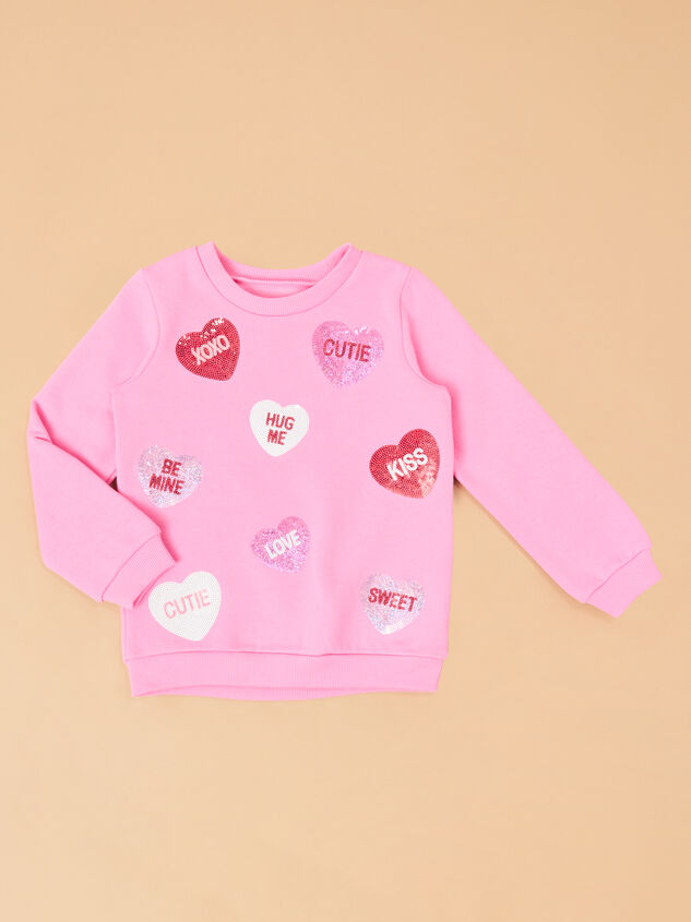 Conversation Heart Cutie Crewneck Detail 2 - ALTAR'D STATE KIDS