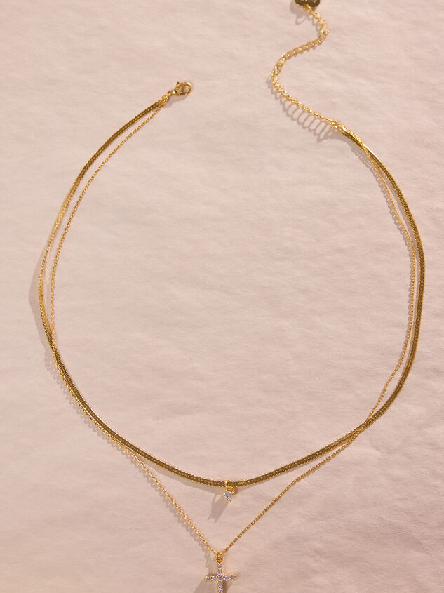 18K Gold Herringbone Cross Necklace Detail 2 - ALTAR'D STATE KIDS