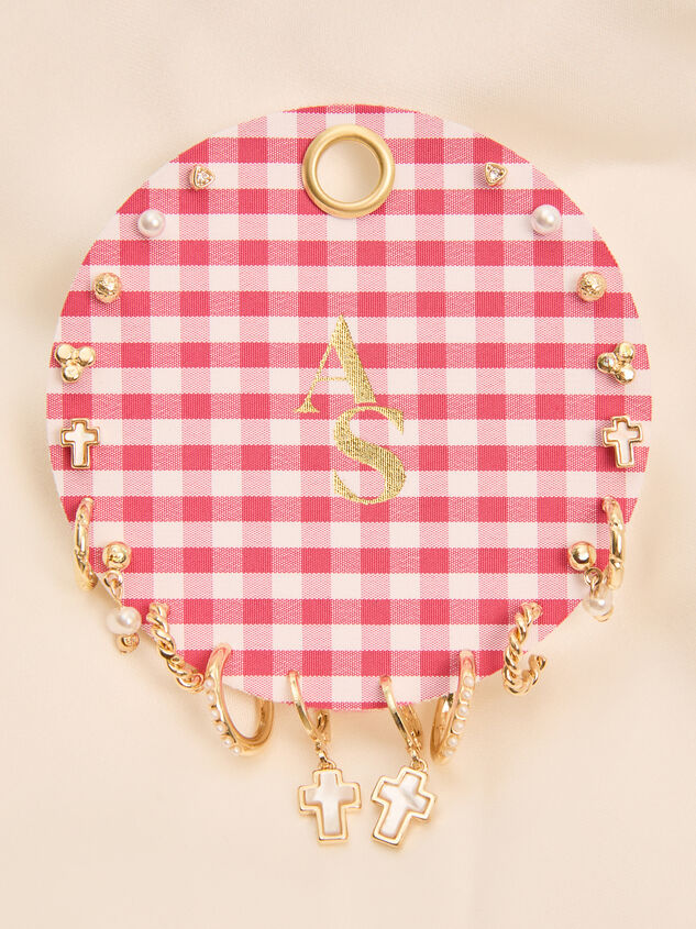 18K Gold Red Gingham Earring Pack Detail 2 - AS Kids