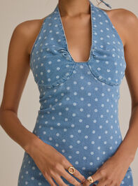 Coi Halter Denim Mini Dress Detail 3 - ALTAR'D STATE KIDS