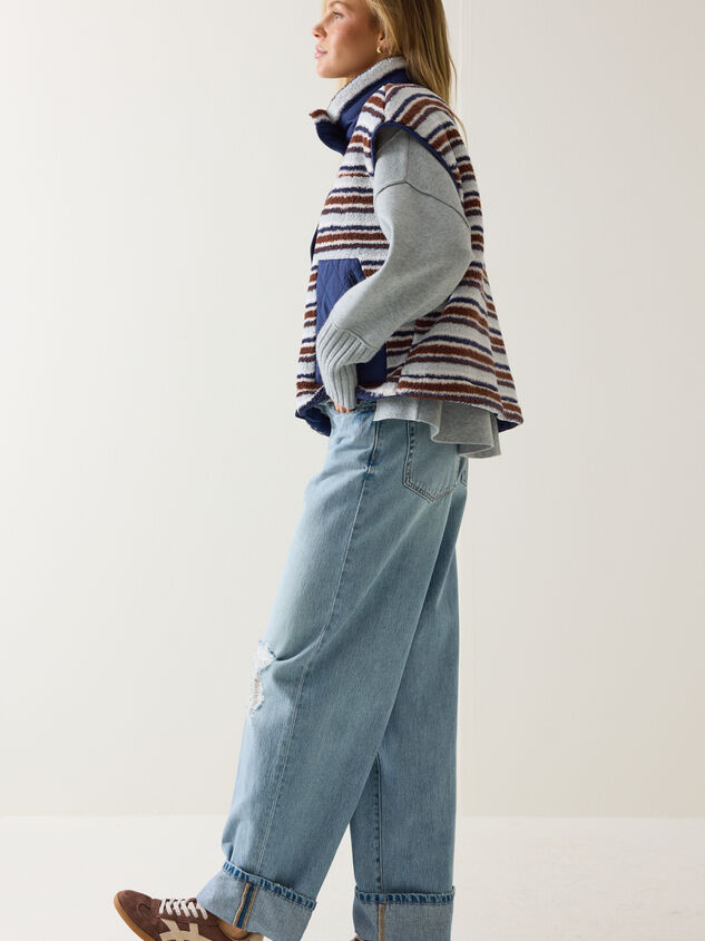 Marlow Stripe Sherpa Vest Detail 3 - AS Kids