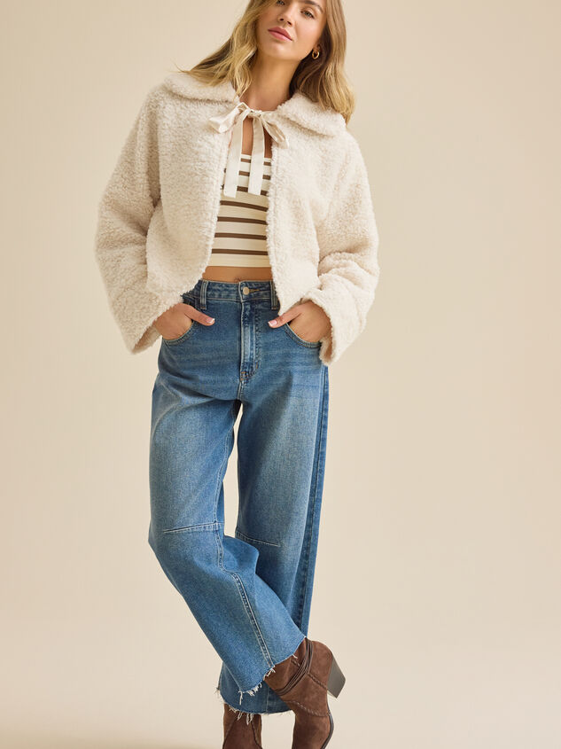 Clara Satin Tie Fur Jacket Detail 3 - ALTAR'D STATE KIDS