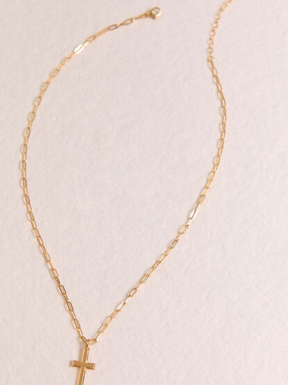 18K Gold Link Cross Necklace - AS Kids
