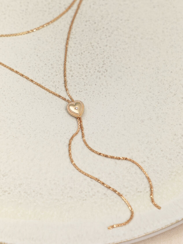 Heart of Gold Layered Y Necklace Detail 2 - AS Kids