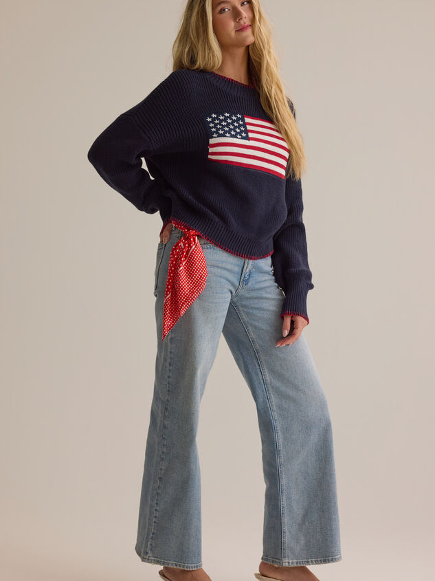 Newport American Flag Contrast Sweater Detail 4 - AS Kids