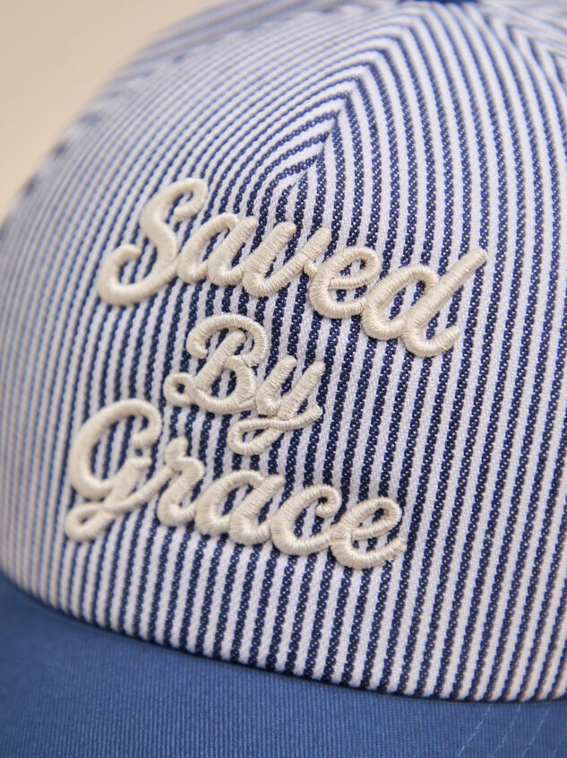Saved By Grace Striped Trucker Hat Detail 2 - AS Kids